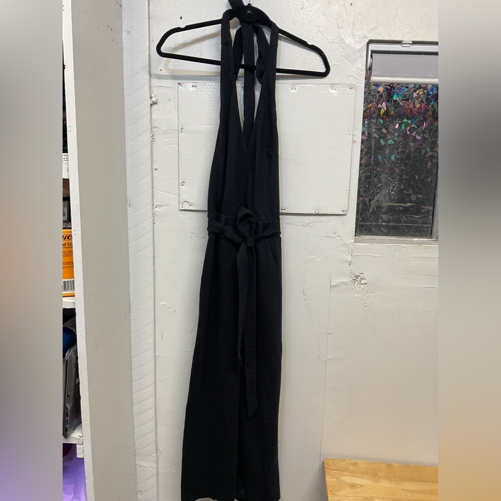 Free People Beach Black halter Dress 100 % cotton, with slit on the middle - Picture 5 of 7